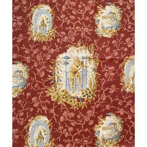 2 Schumacher Chinoiserie Burnt Orange Toile de Jouy Fabric Samples 26” X 26”